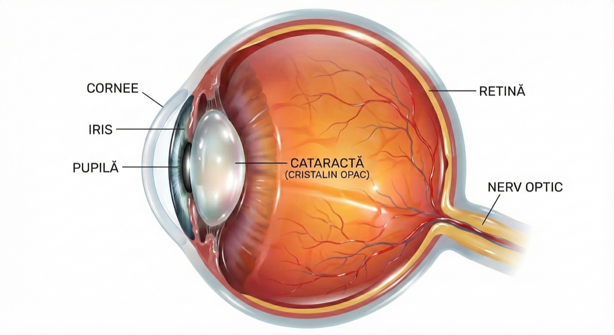Cataract diagram - clouded lens